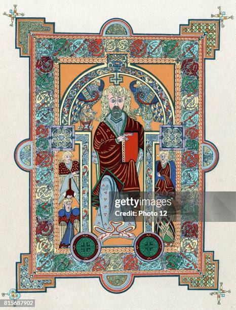 St Matthew from the "Book of Kells", Latin manuscript of the Gospels produced in Ireland c800. As well as being a religious text, it is one of the...