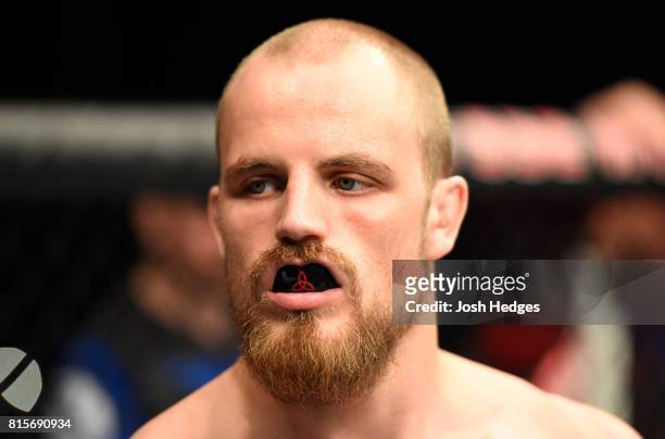 Gunnar Nelson of Iceland enters the Octagon before facing Santiago Ponzinibbio of Argentina in their welterweight bout during the UFC Fight Night...