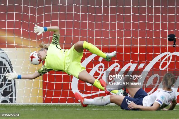Goalkeeper Ingrid Hjelmseth of Norway women, Nora Berge of Norway women 1-0 during the UEFA WEURO 2017 Group A group stage match between The...