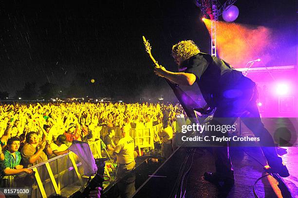 Jim James of My Morning Jacket performs on stage during Bonnaroo 2008 on June 13, 2008 in Manchester, Tennessee.