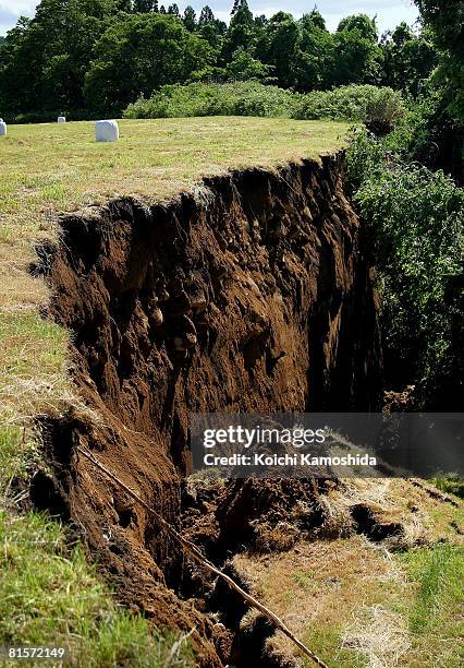 Landslide occurs following the magnitude 7.2 earthquake on June 15, 2008 in Ichinoseki, Iwate, Japan. At least 6 people died and ten were reported...