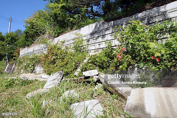 Wall of a house is damaged following a 7.2 magnitude earthquake on June 15, 2008 in Ichinoseki, Iwate, Japan. At least 6 people died and ten were...