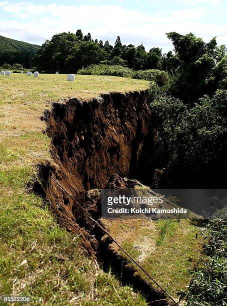 Landslide occurs following the magnitude 7.2 earthquake on June 15, 2008 in Ichinoseki, Iwate, Japan. At least 6 people died and ten were reported...