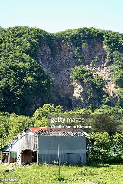 Landslide occurs following a 7.2 magnitude earthquake on June 15, 2008 in Ichinoseki, Iwate Prefecture Japan. Seven people died and eleven people are...