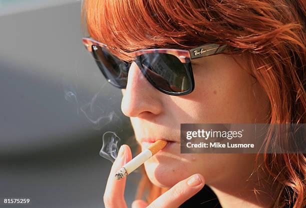 Florence from Florence and the Machine backstage in the VIP area at the Ray-Ban tent at the Isle of Wight Festival on June 14, 2008 in the Isle of...