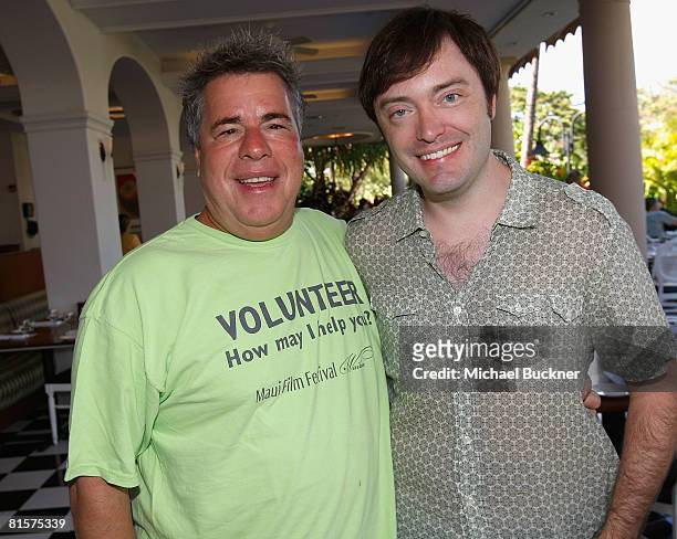 Founder and director Barry Rivers and filmmaker Brett Wagner attend the filmmakers brunch during the 2008 Maui Film Festival on June 14, 2008 in...