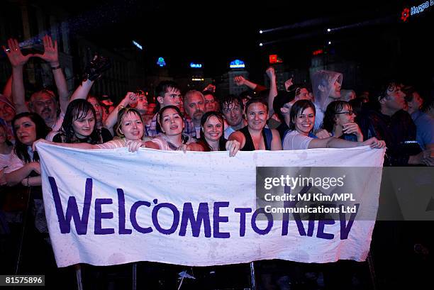 Fans attend the 'Independence Concert' in Independence Square on June 14, 2008 in Kiev, Ukraine.