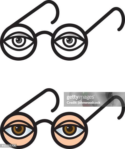 spectacles eye vector illustration - pretending to wear glasses stock illustrations