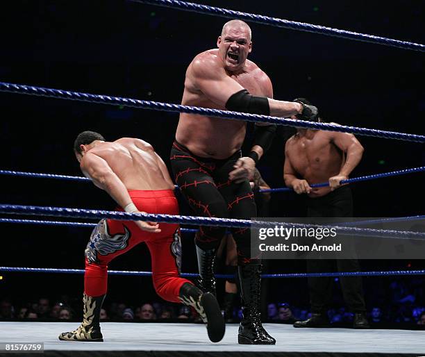 Kane takes on Chavo Guerrero, Jr. During the WWE Smackdown at Acer Arena June 15, 2008 in Sydney, Australia.