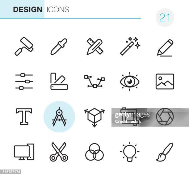 ilustraciones, imágenes clip art, dibujos animados e iconos de stock de diseño gráfico - iconos perfecto pixel - drawing compass