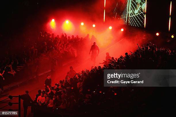 Champion Kane walks to the ring during WWE Smackdown at Acer Arena on June 15, 2008 in Sydney, Australia.