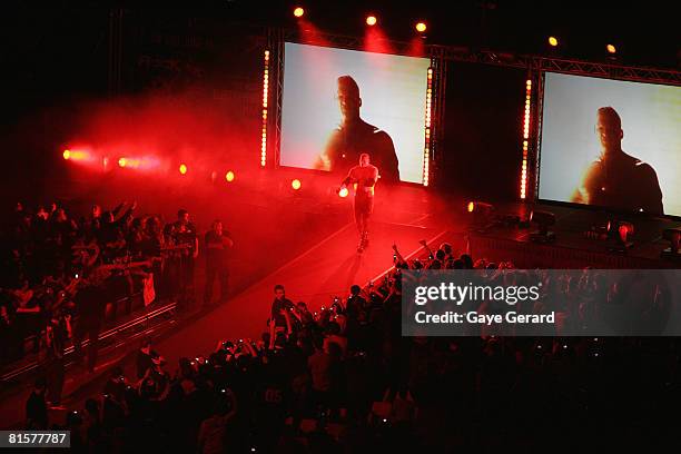 Champion Kane walks to the ring during WWE Smackdown at Acer Arena on June 15, 2008 in Sydney, Australia.