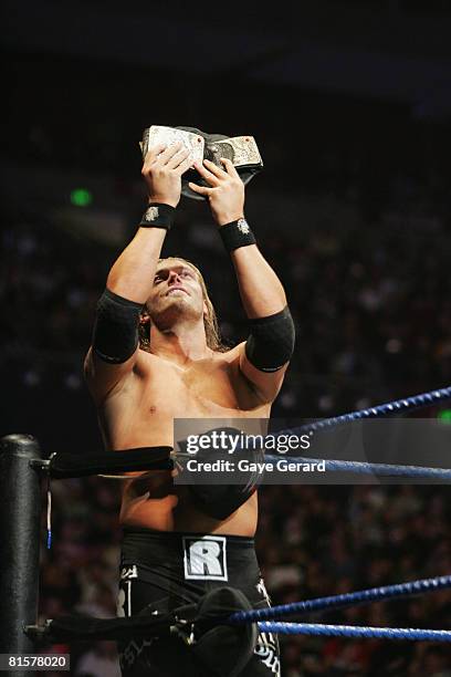 World Heavyweight Champion Edge poses during WWE Smackdown at Acer Arena on June 15, 2008 in Sydney, Australia.