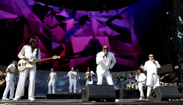 Verdine White, Phillip Bailey and Ralph Johnson of Earth Wind and Fire perform onstage during The Classic West at Dodger Stadium on July 16, 2017 in...