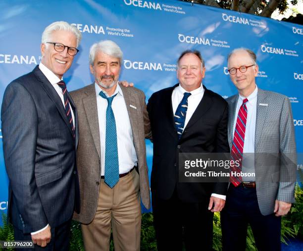 Ted Danson, Sam Waterston, Herbert M. Bedolfe; III and Andrew Sharpless attend the 10th annual Oceana SeaChange Summer Party at Private Residence on...