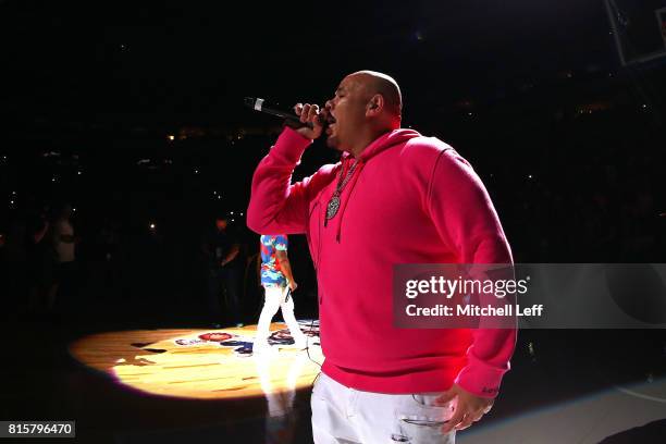 Rapper Fat Joe performs during week four of the BIG3 three on three basketball league at Wells Fargo Center on July 16, 2017 in Philadelphia,...