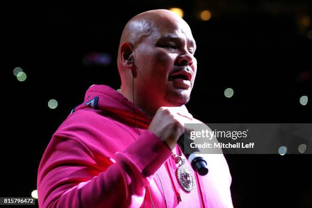 Rapper Fat Joe performs during week four of the BIG3 three on three basketball league at Wells Fargo Center on July 16, 2017 in Philadelphia,...