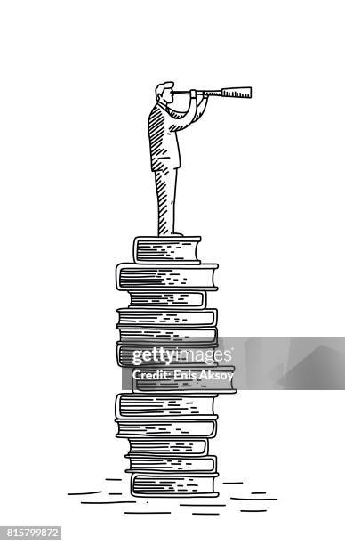 overlook - stack of books stock illustrations