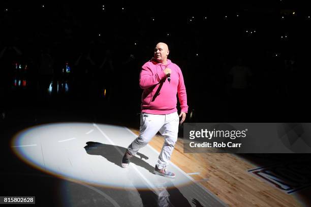 Rapper Fat Joe performs during week four of the BIG3 three on three basketball league at Wells Fargo Center on July 16, 2017 in Philadelphia,...