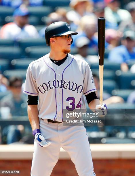 Jeff Hoffman of the Colorado Rockies in action against the New York Mets on July 16, 2017 at Citi Field in the Flushing neighborhood of the Queens...