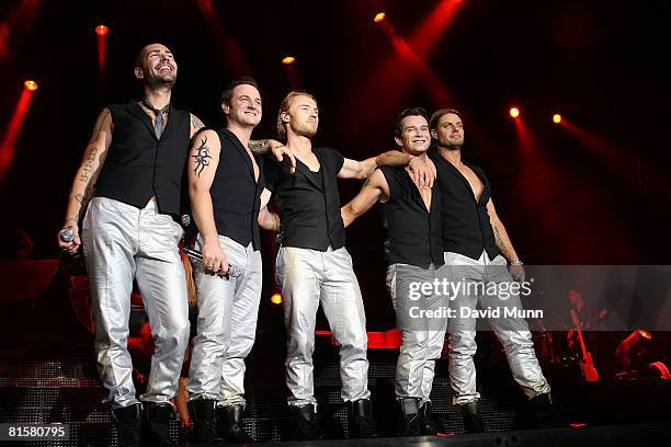 Boyzone perform on stage at The Liverpool Echo Arena June 15, 2008 in Liverpool, England.