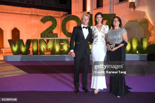 Alejandro Davidovich Fokina, Garbine Muguruza and Conchita Martinez attend the Wimbledon Winners Dinner at The Guildhall on July 16, 2017 in London,...