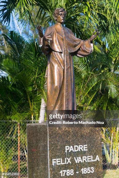 Father Felix Varela bronze statue in the Charity Chapel or 'Hermita de la Caridad'. He was a Cuban-born Roman Catholic priest and independence leader...