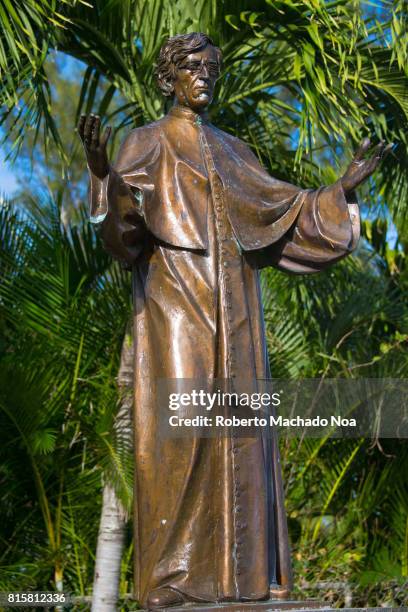 Father Felix Varela bronze statue in the Charity Chapel or 'Hermita de la Caridad'. He was a Cuban-born Roman Catholic priest and independence leader...