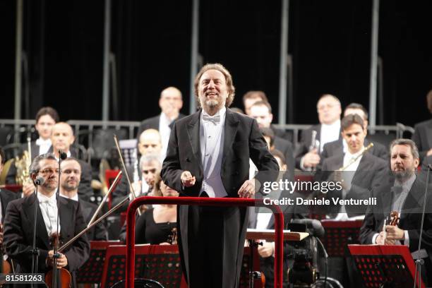 Riccardo Chailly attends the concert for the 150th anniversary of Giacomo Puccini's birth during the 54th Festival Puccini in Torre del Lago June 15,...