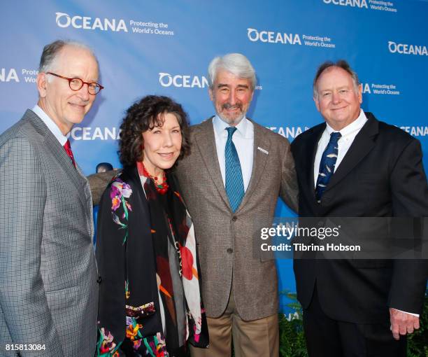 Andrew Sharpless, Lily Tomlin, Sam Waterston and Herbert M. Bedolfe; III attend the 10th annual Oceana SeaChange Summer Party at Private Residence on...