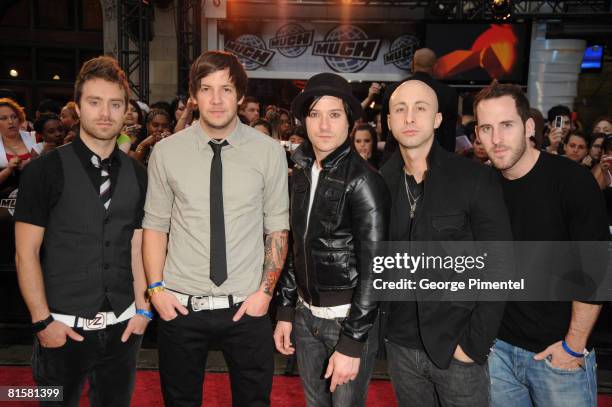 Simple Plan walk the red carpet at the 19th Annual MuchMusic Video Awards at the Chum/City Building on June 15, 2008 in in Toronto, Canada.