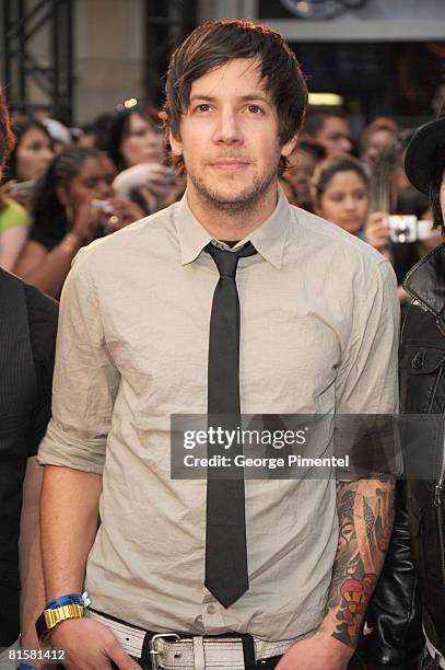 Musician Pierre Bouvier of Simple Plan walks the red carpet at the 19th Annual MuchMusic Video Awards at the Chum/City Building on June 15, 2008 in...