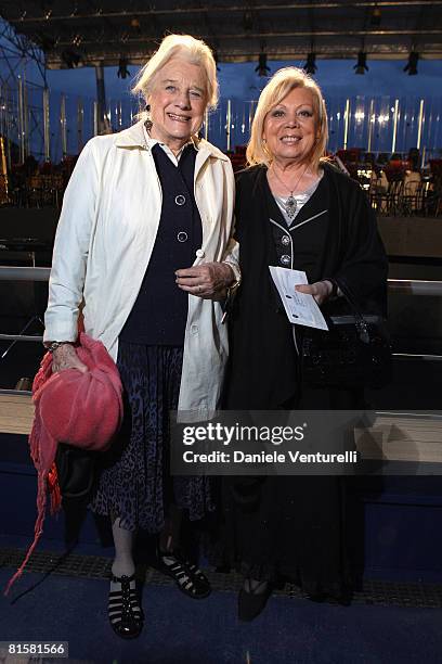 Simonetta Puccini and Mirella Freni attend the concert for the 150th anniversary of Giacomo Puccini's birth during the 54th Festival Puccini in Torre...