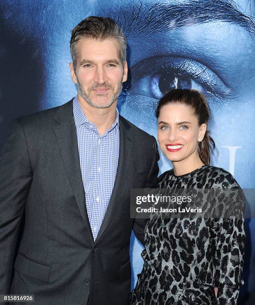 Producer David Benioff and actress Amanda Peet attend the season 7 premiere of "Game Of Thrones" at Walt Disney Concert Hall on July 12, 2017 in Los...