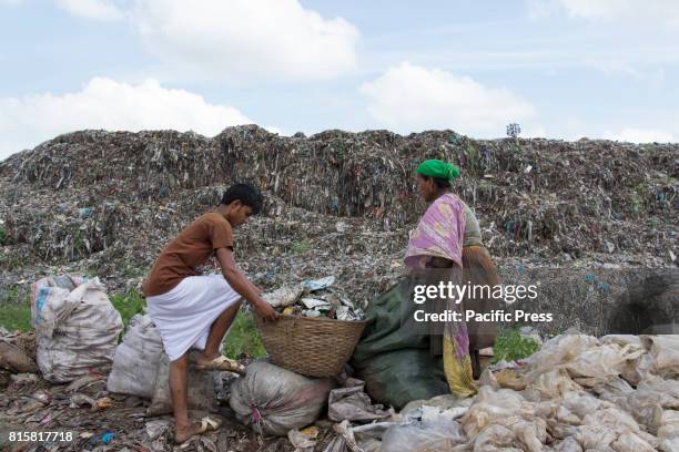 Women sift through mountains of rubbish searching for anything reusable or recyclable they can sell - although it will earn them less than $3 a day....