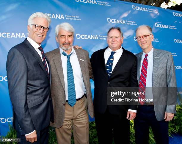 Ted Danson, Sam Waterston, Herbert M. Bedolfe; III and Andrew Sharpless attend the 10th annual Oceana SeaChange Summer Party at Private Residence on...