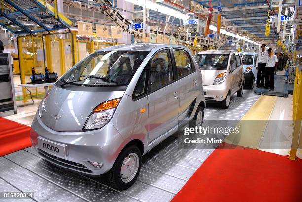 Tata Nano assembly line at the newly inaugurated Tata Motors plant in Sanand, Gujarat.