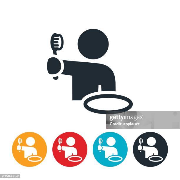 person brushing teeth icon - child toothbrush stock illustrations