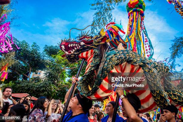 People take part at Tanabata Festival on 16 July 2017 in Sao Paulo, Brazil. The Tanabata Matsuri or Star Festival is a festival that usually takes...