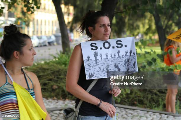 Protesters take part at the 'Caravana opening borders' in Seville, Spain, on 15 July 2017. The caravan manifestation opening borders, is a...