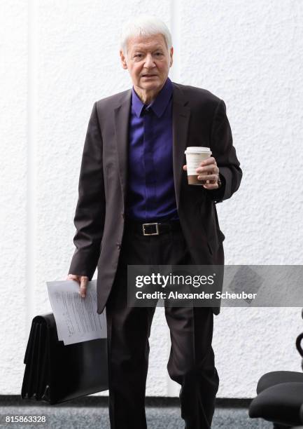 Anton Schlecker, founder of the now bankrupt German drugstore chain Schlecker, arrives for the continuation of his trial on July 17, 2017 in...