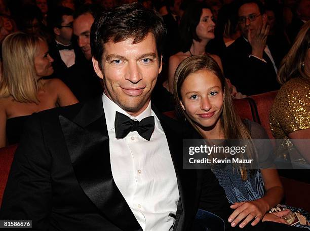 Harry Connick Jr. And daughter Georgia pose backstage during the 62nd Annual Tony Awards at Radio City Music Hall on June 15, 2008 in New York City.