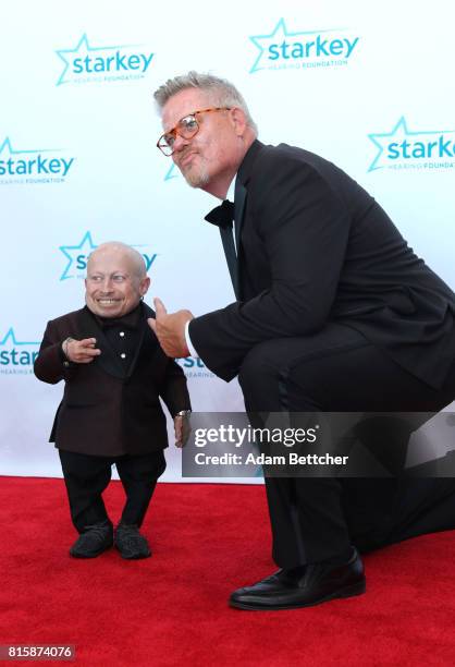 Verne Troyer and Brady Forseth pose on the red carpet at the 2017 Starkey Hearing Foundation So the World May Hear Awards Gala at the Saint Paul...