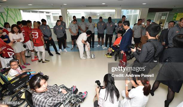 Kevin Stewart, Ryan Kent, Marko Grujic, Jon Flanagan, Dominic Solanke, Joe Gomez, Dejan Lovren, Divock Origi and Alberto Moreno of Liverpool visit...