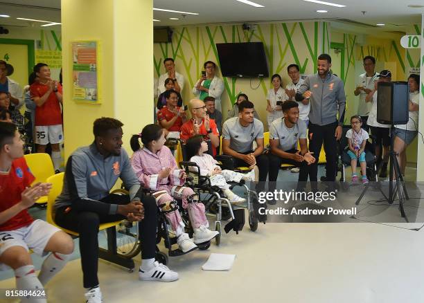 Kevin Stewart of Liverpool visit The Duchess of Kent Children's Hospital Hong Kong during the Pre-Season tour on July 17, 2017 in Hong Kong, Hong...