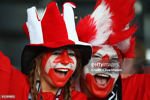 Austria fans cheer prior to the UEFA EURO 2008 Group B match between Austria and Germany at Ernst Happel Stadion on June 16, 2008 in Vienna, Austria.