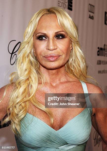 Designer Donatella Versace arrives at amfAR's Cinema Against AIDS 2008 benefit held at Le Moulin de Mougins during the 61st International Cannes Film...