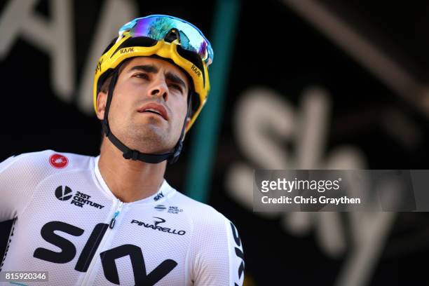 Mikel Landa of Spain riding for Team Sky speaks to the media on the second rest day of Le Tour de France 2017 on July 17, 2017 in Le Puy-en-Velay,...