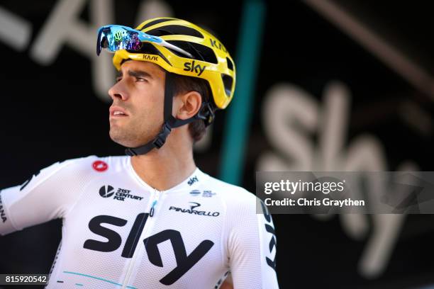 Mikel Landa of Spain riding for Team Sky speaks to the media on the second rest day of Le Tour de France 2017 on July 17, 2017 in Le Puy-en-Velay,...