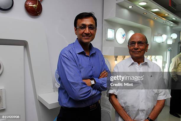 Qeemat Rai Gupta and Mr Anil Gupta in blue shirt of Havells India Ltd , photographed in Mumbai.